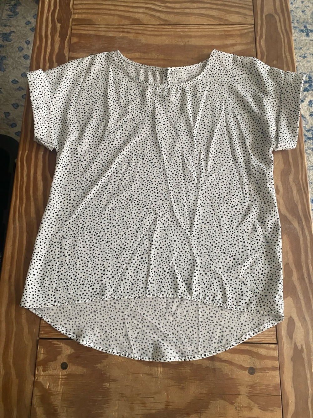 Women’s White Polka Dot Short Sleeve Blouse